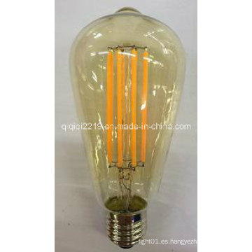 6W cubierta de oro St64 E27 220V Dim LED luz con CE RoHS